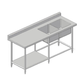 Mesa de Trabajo con Doble Tarja y Entrepaño