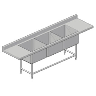 Mesa de Trabajo con Tarja Triple